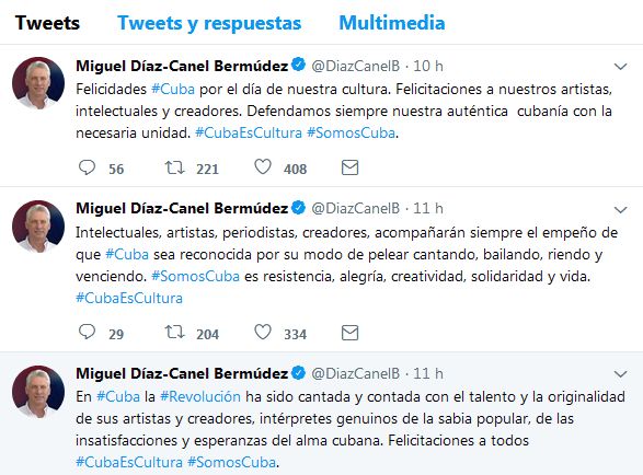 «Defendamos siempre nuestra auténtica cubanía con la necesaria unidad», remarcó en su cuenta de Twitter Miguel Díaz-Canel