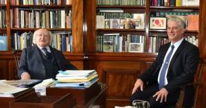 The President of Ireland, Michael Higgins, received his Cuban counterpart Miguel Diaz-Canel at the presidential residence