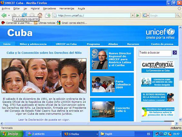 Presentación de la página web de la oficina de UNICEF en Cuba