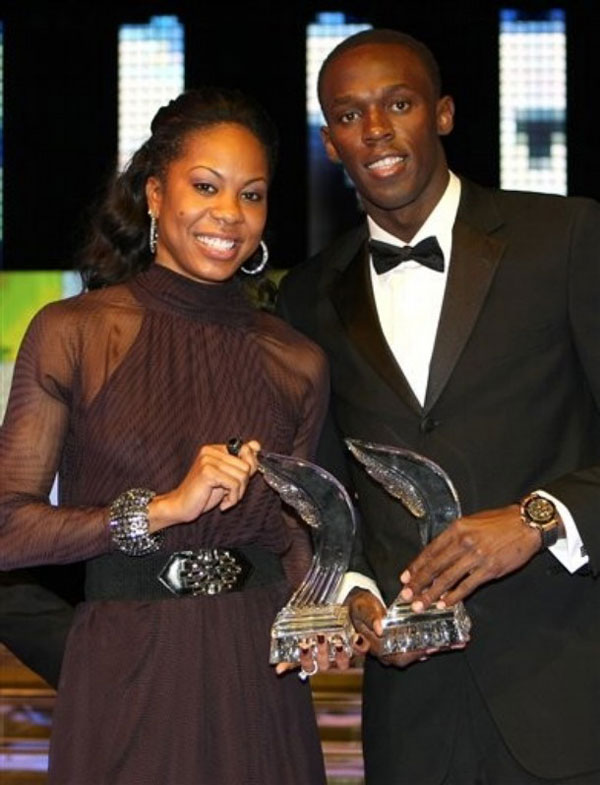 Sanya Richards y Usain Bolt