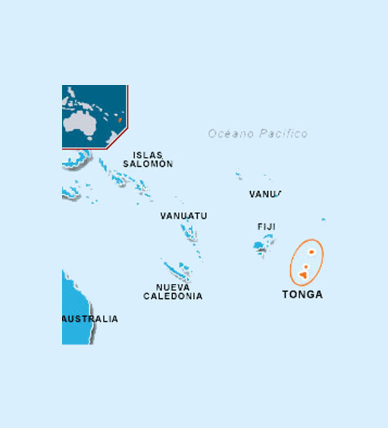El Reino de Tonga en el mapa