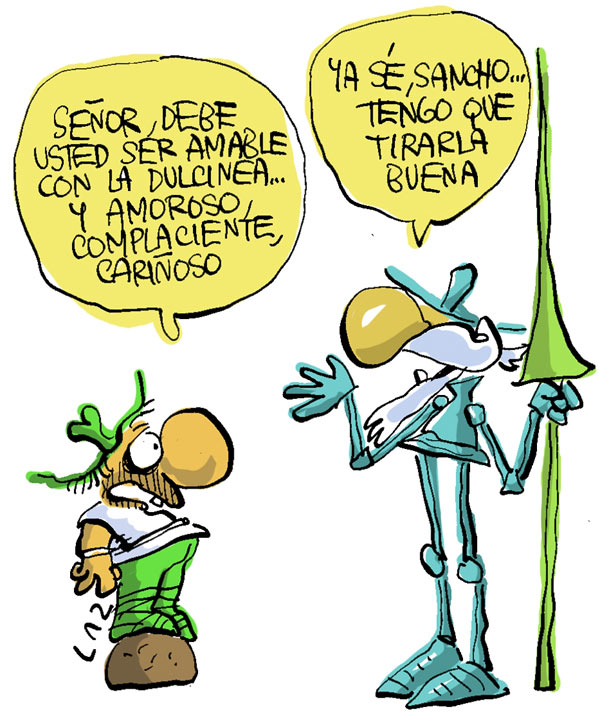 Sancho y Quijote conversan