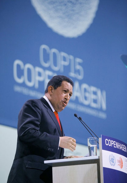 Presidente de Venezuela durante su intervención en la Cumbre Climática en Copenhague