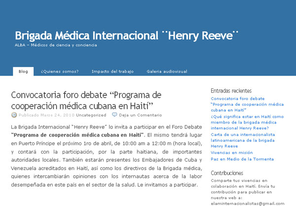 Blog de la brigada Henry Reeve en Haití