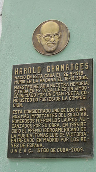 Develan tarja en la casa natal de Harold Gramatges