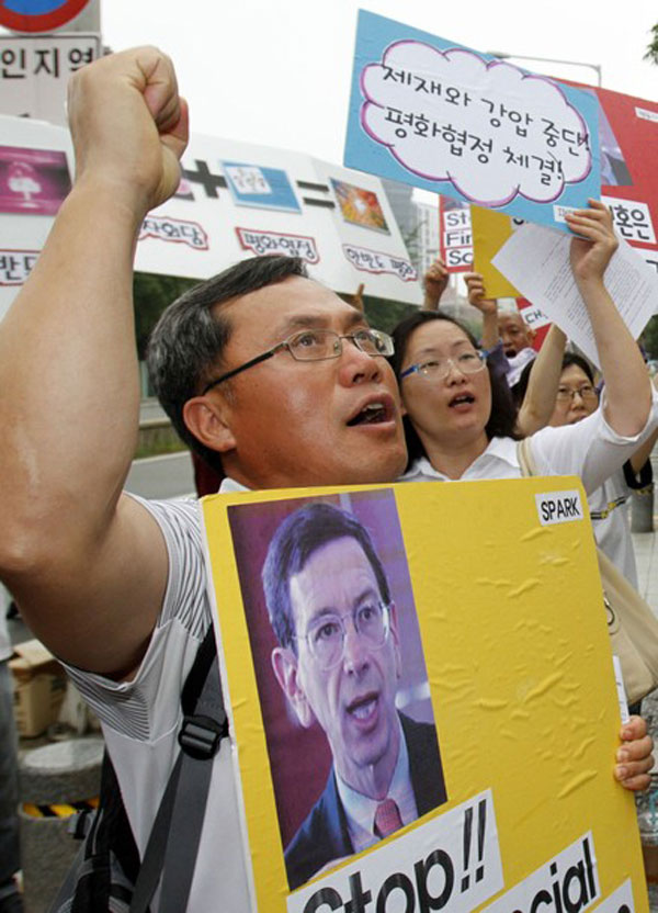 Activistas sudcoreanos a favor de la reunificación
