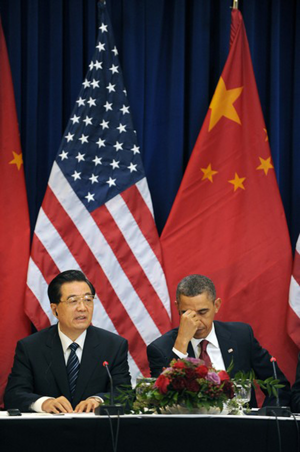 Presidente  Hu Jintao junto a Barack Obama