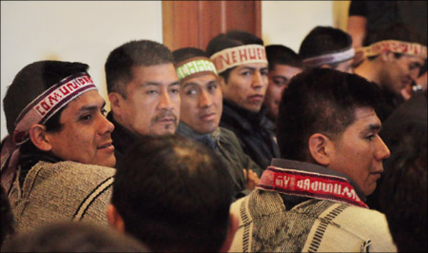 Durante el juicio a los mapuches