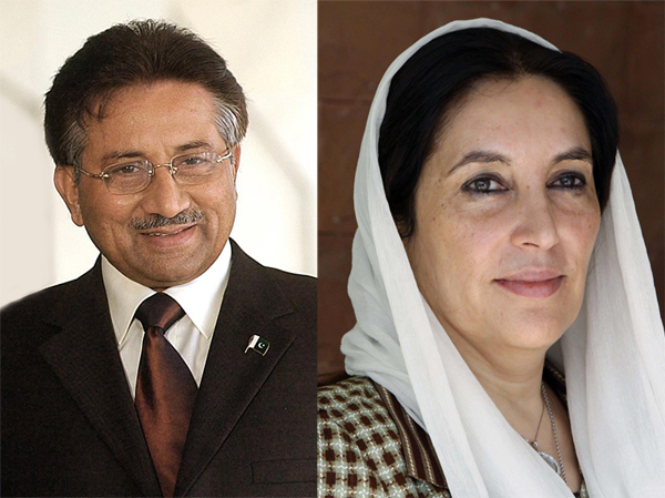 Pervez Musharraf y Benazir Bhutto