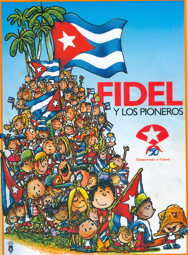 Caricatura Fidel y los pioneros 
