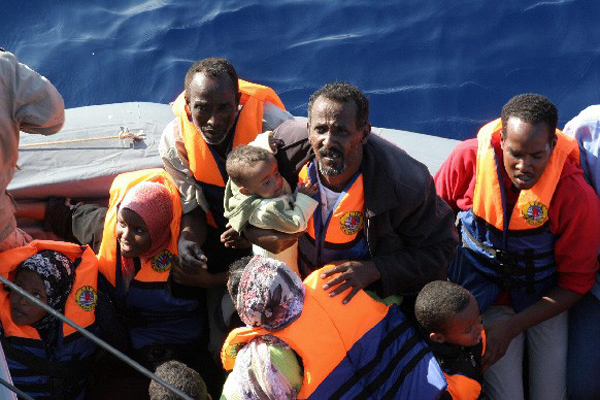 Inmigrantes en el mar