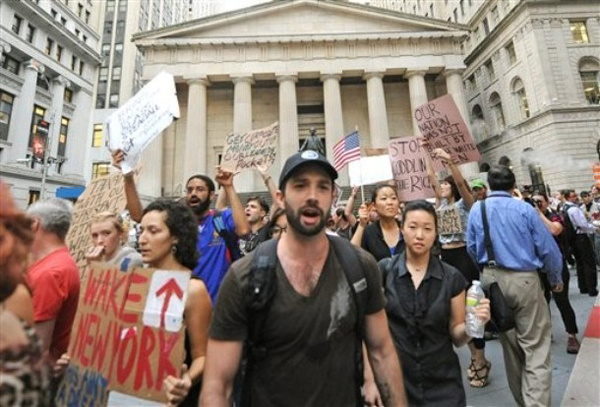 Manifestantes en Wall Street