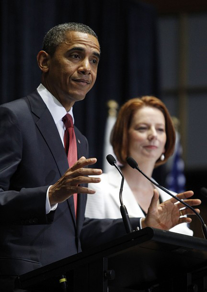 Obama y primera ministra australina Julia Gillard