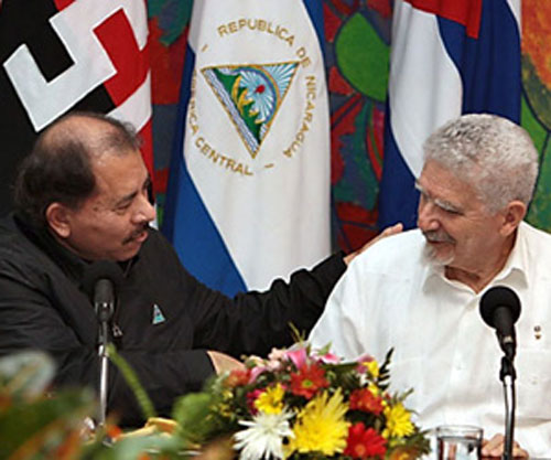 Vicepresidente Ramiro Valdés junto a presidente de la República de Nicaragua, Daniel Ortega