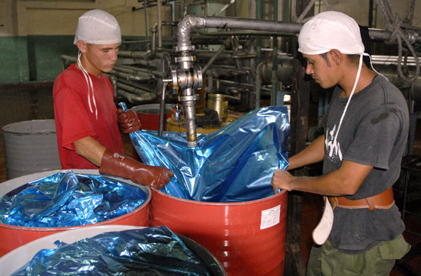 Jóvenes trabajadores de una fabrica