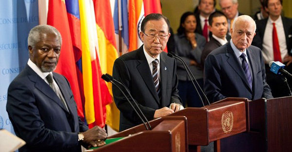 Kofi Annan, Ban Ki-moon y Nabil El-Araby