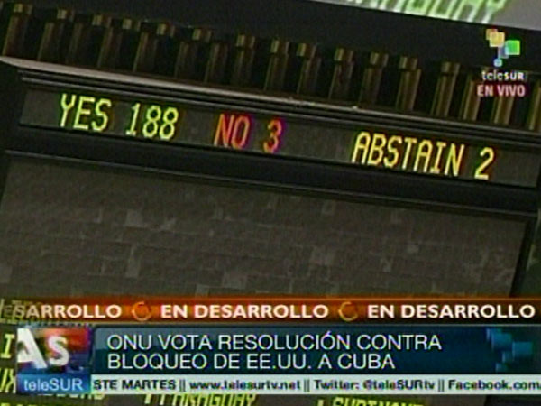 Rechazo al bloqueo contra Cuba en la ONU