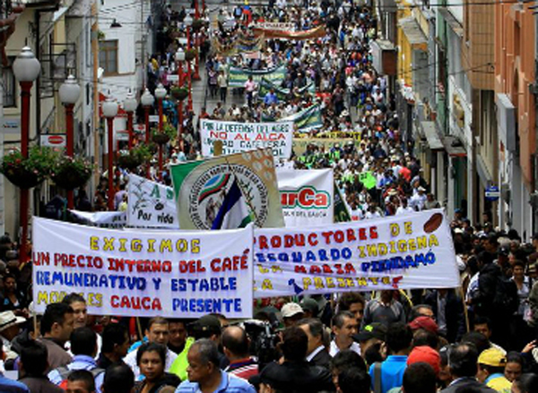Cafeteros colombianos en huelga 
