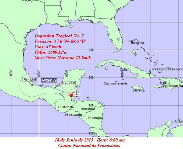 Trayectoria de la depresión tropical