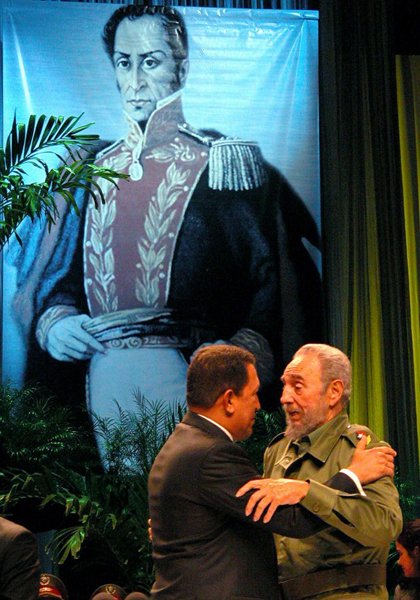 Fidel junto a Chávez