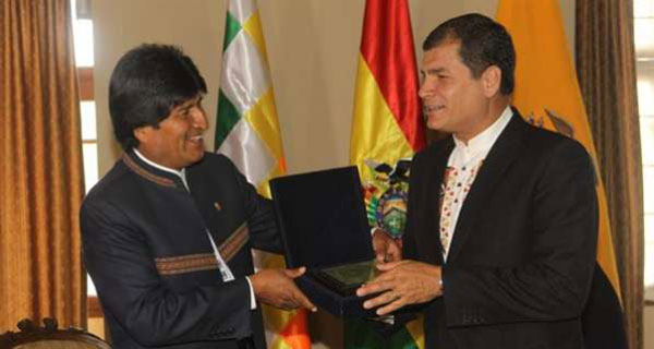 Presidentes Evo Morales y Rafael Correa
