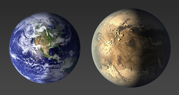 La Tierra y el exoplaneta Kepler 186f