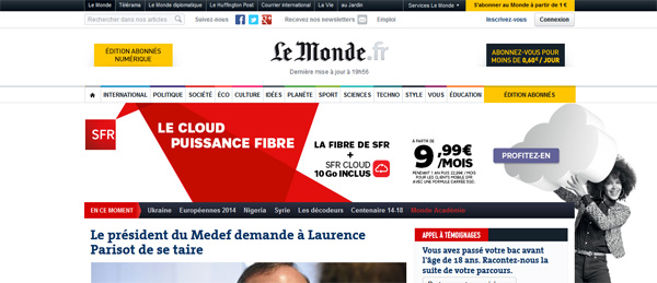 Portada del diario francés Le Monde