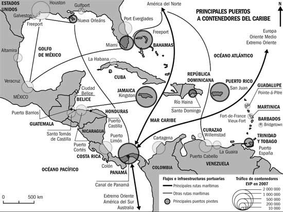 Rutas marítimas del Caribe al cruzar el Canal de Panamá