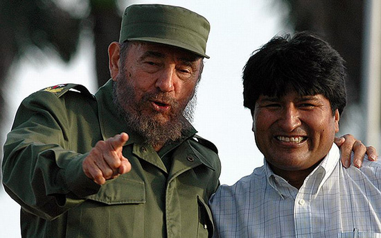 Fidel y Evo Morales