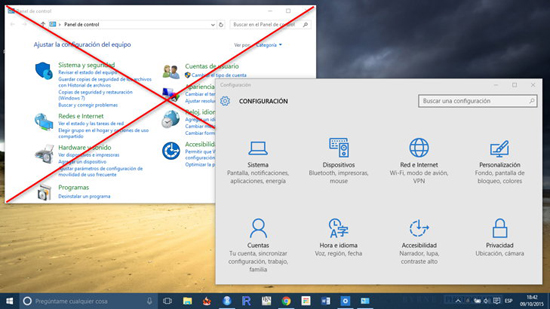 El panel de control de windows desaparecerá