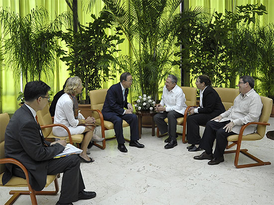 Raúl Castro Ruz recibió en horas de la tarde de este jueves al excelentísimo señor Ban Ki-moon