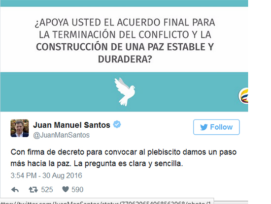  Twitter de Juan Manuel Santos