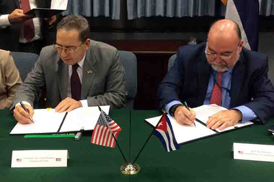 Firma de acuerdo entre Cuba y Estados Unidos