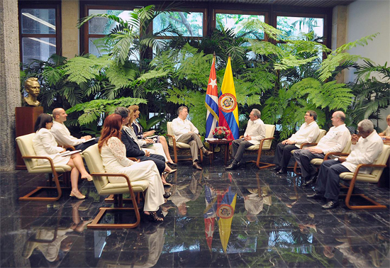 Raúl Castro Ruz y Juan Manuel Santos