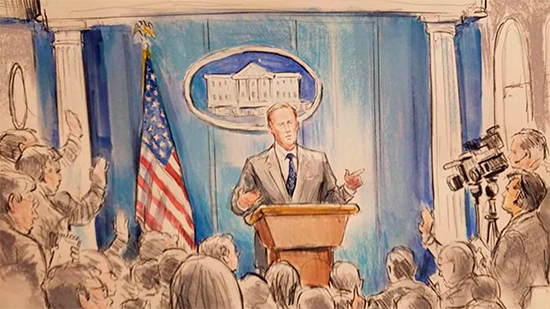 Dibujo de una conferencia de Spicer
