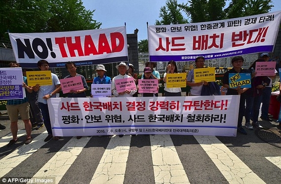 Manifestación contra el sistema antimisiles estadounidense Thaad instalado en Corea del Sur.