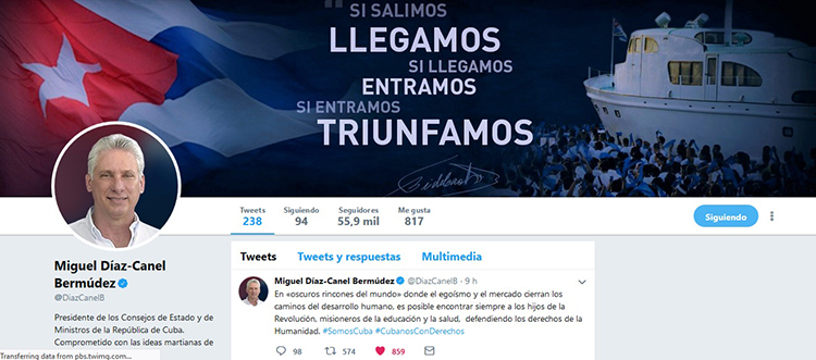 Twitter del presidente de los Consejos de Estado y de Ministros Miguel Díaz-Canel Bermúdez