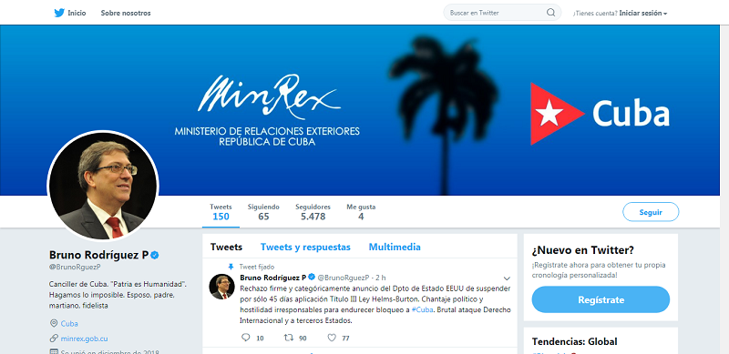 Twitter de Bruno Rodríguez