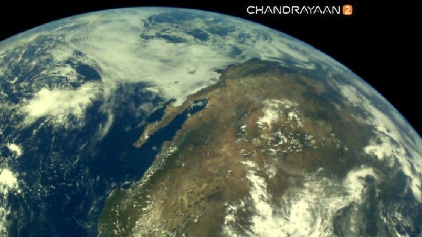 Una de las imágenes de la Tierra tomadas por Chandrayaan-2.