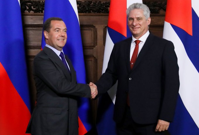 Cuban president and Russian PM Dimitri Medvedev hold talks in Moscow