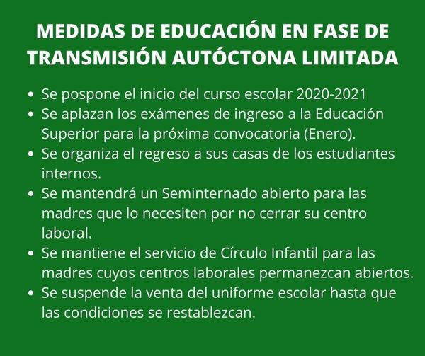 Medidas de Educación Pinar del Río 