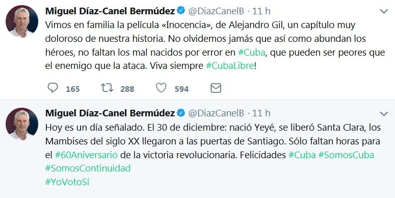 Díaz-Canel felicita a Cuba a sólo horas del aniversario 60 de la Revolución