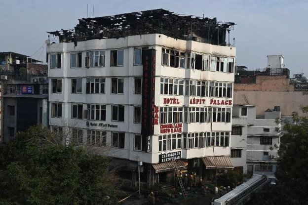 El hotel indio tras el incendio