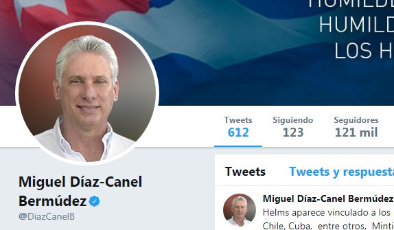 Miguel Díaz-Canel Bermúdez en su cuenta oficial en Twitter