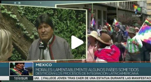 Líder boliviano Evo Morales entrevistado por Telesur