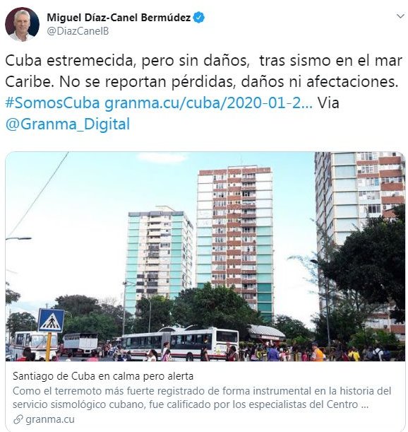 Presidente Díaz-Canel sobre sismo en Mar Caribe