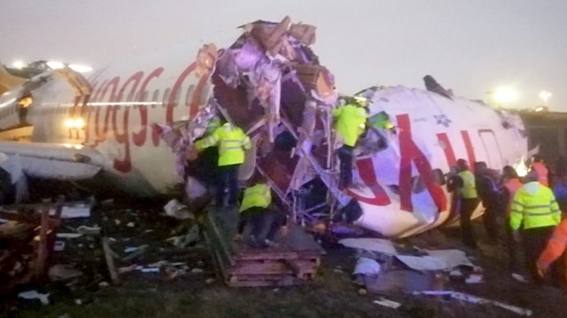 Avión accidentado en Estambul