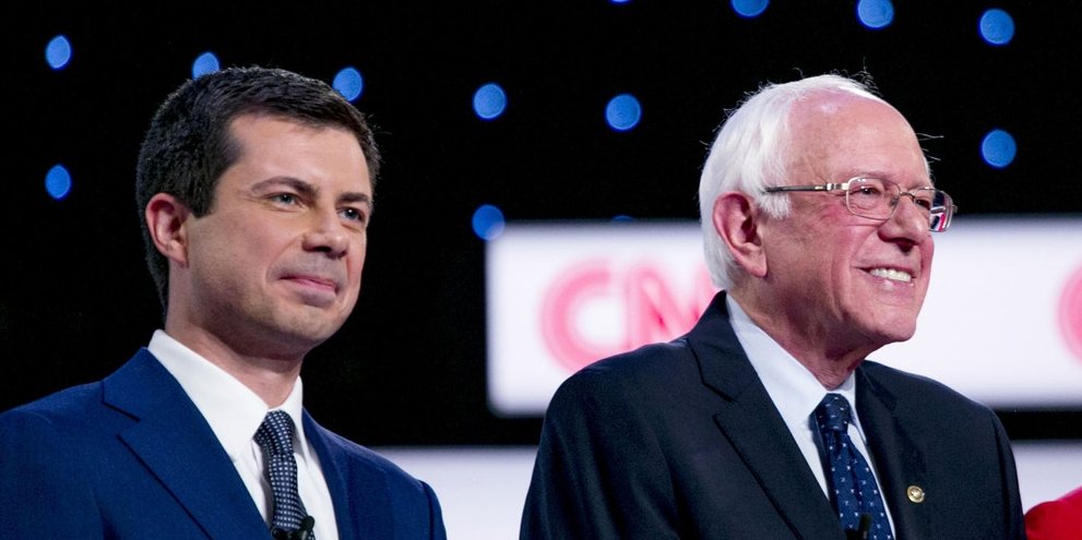 Pete Buttigieg y Bernie Sanders, en primer y segundo lugar, respectivamente, según datos prelimilares del conteo maual.