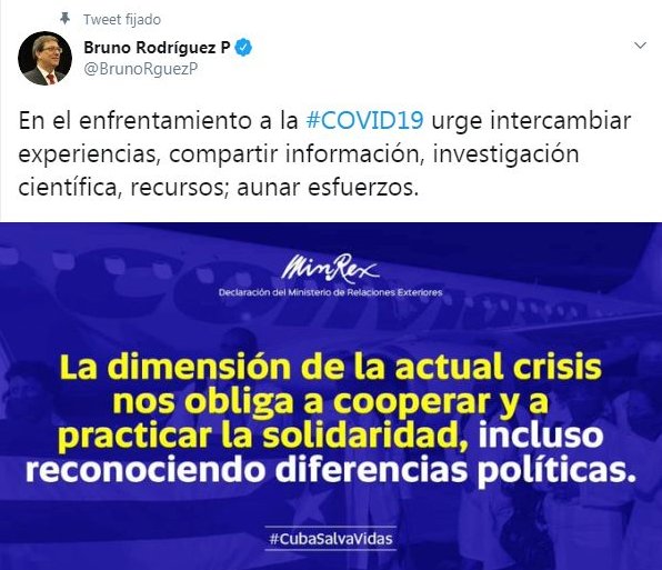 Tuit del Canciller de Cuba