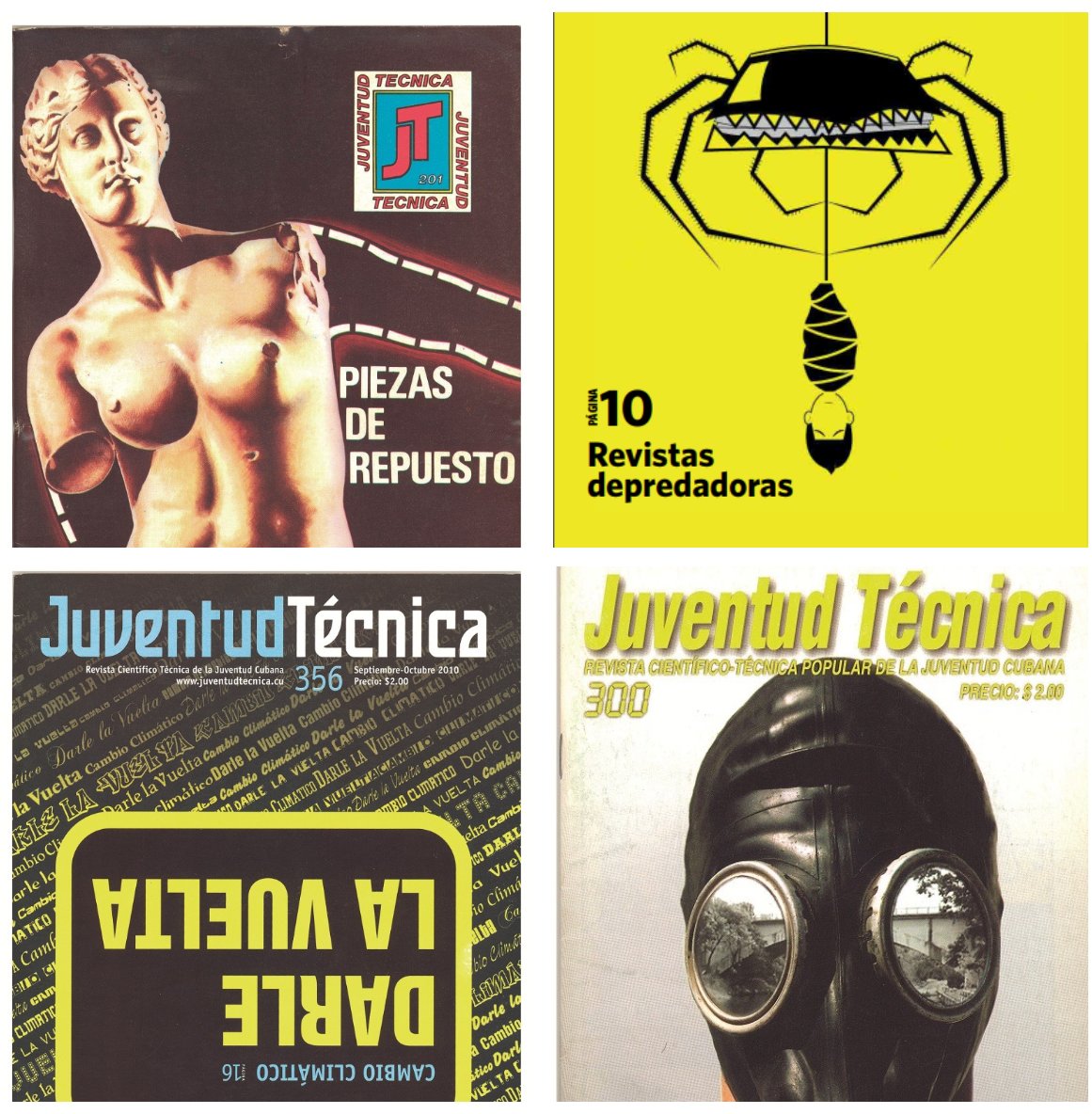 Algunas portadas de la revista Juventud Técnica en estos 55 años